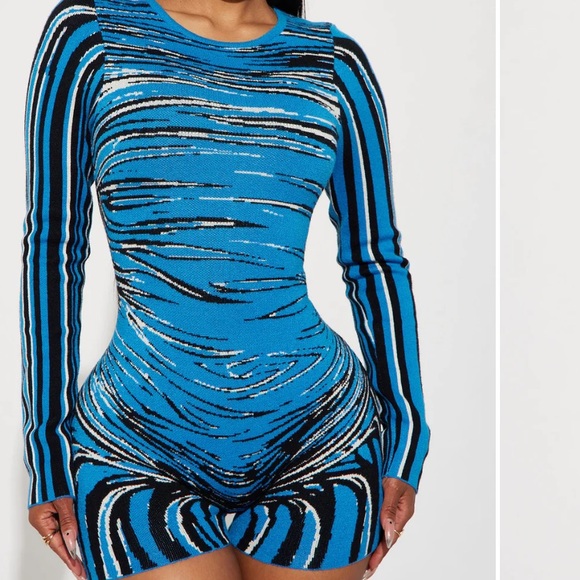 Sweater romper blue combo - Picture 2 of 3